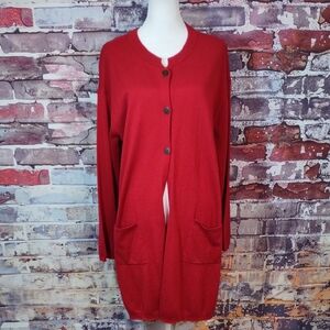 J. Jill Vibrant Red Cardigan with Pockets
